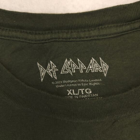 Def Leppard Band Graphic Crew Neck T Shirt Adult Mens Size Extra Large XL Green - Picture 3 of 10